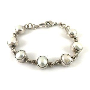 Stunning Vintage Sterling Silver 925 Pearl Bracelet
